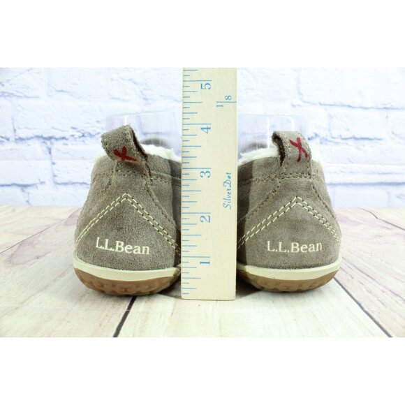 LL Bean Mountain Slippers Moccasin Suede Dark Cement Size 9 M - Picture 6 of 9